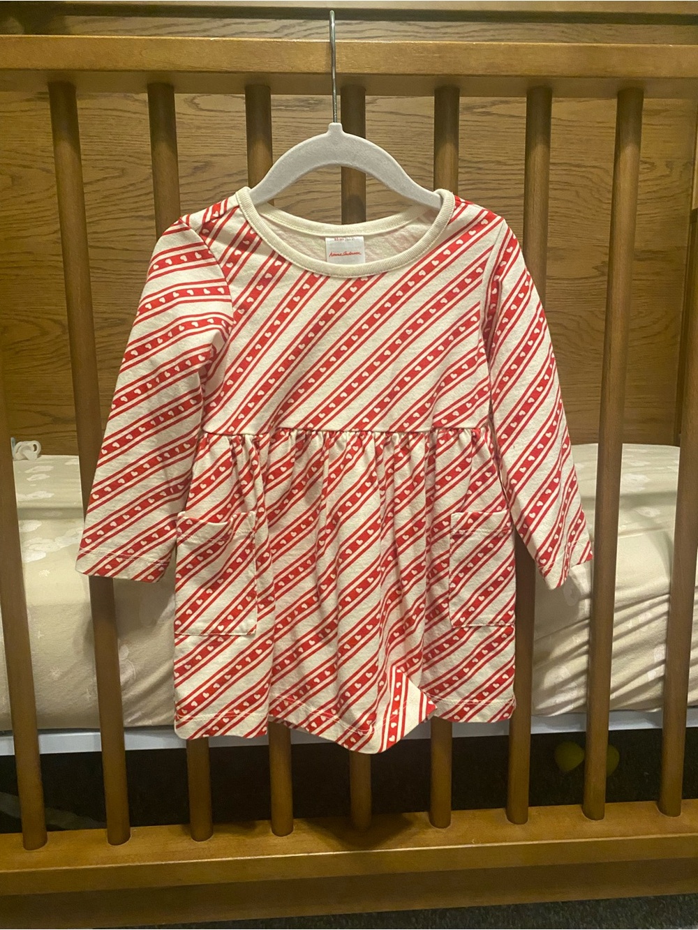 Hanna Andersson Red & White Striped Heart Sleeve Dress